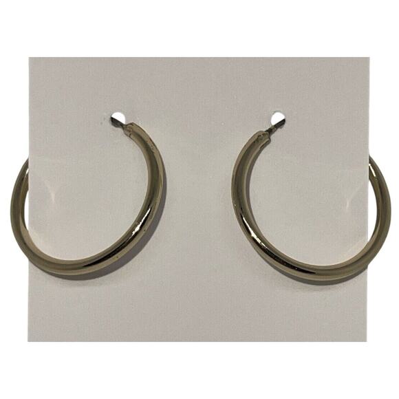 Gold Tone Polished Hoop Earrings Fashion Stylish Elegant Trendy Everyday Wear - Picture 1 of 7